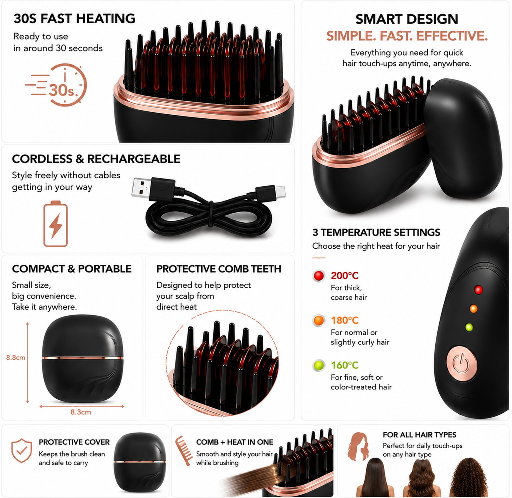 Mini Cordless Heated Styling Brush