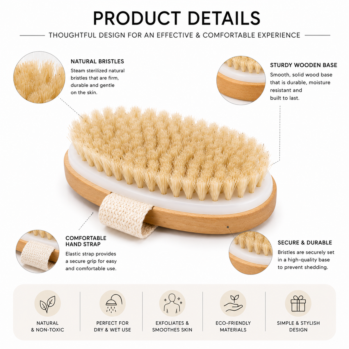 Natural Bristle Body Brush