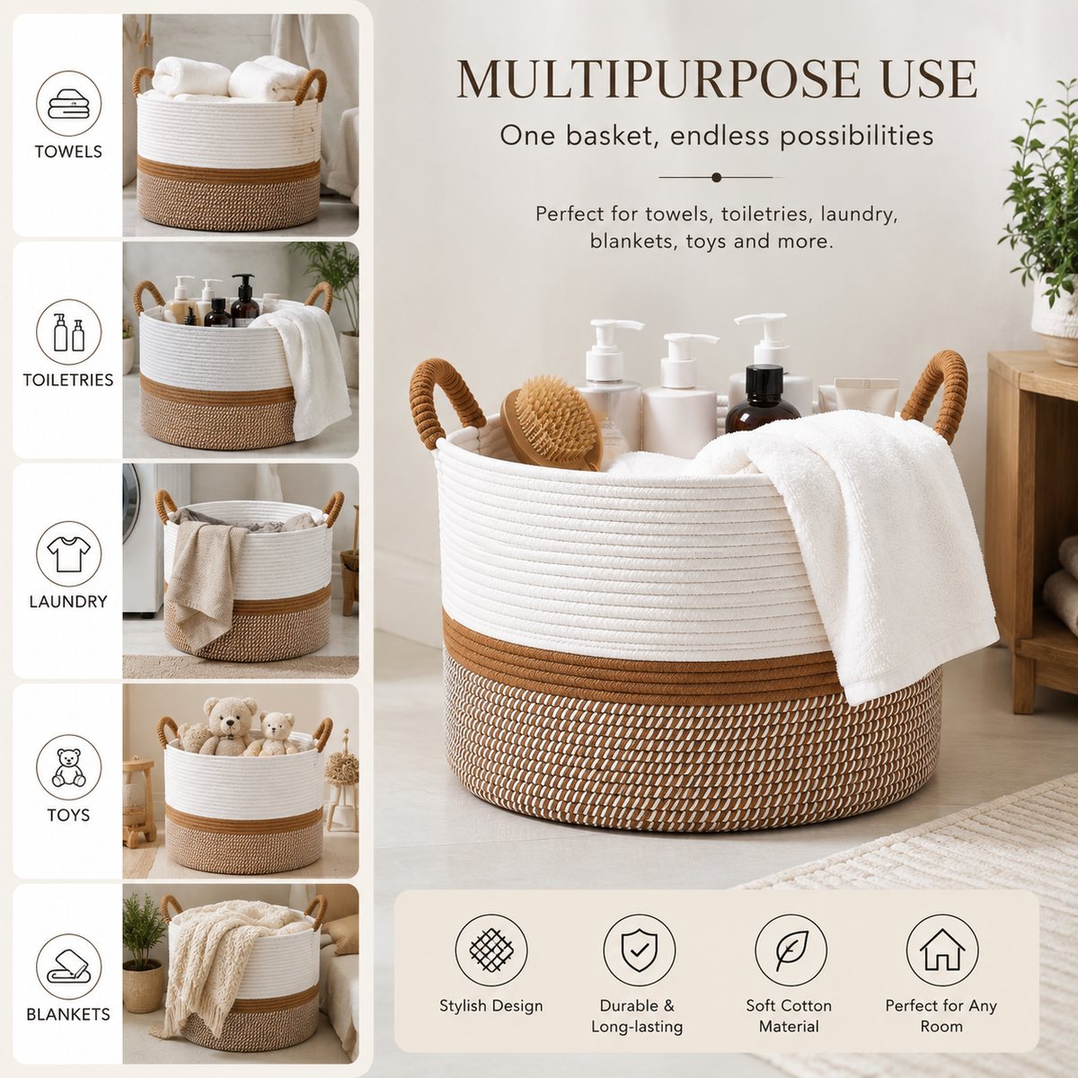 Cotton Bathroom Storage Basket