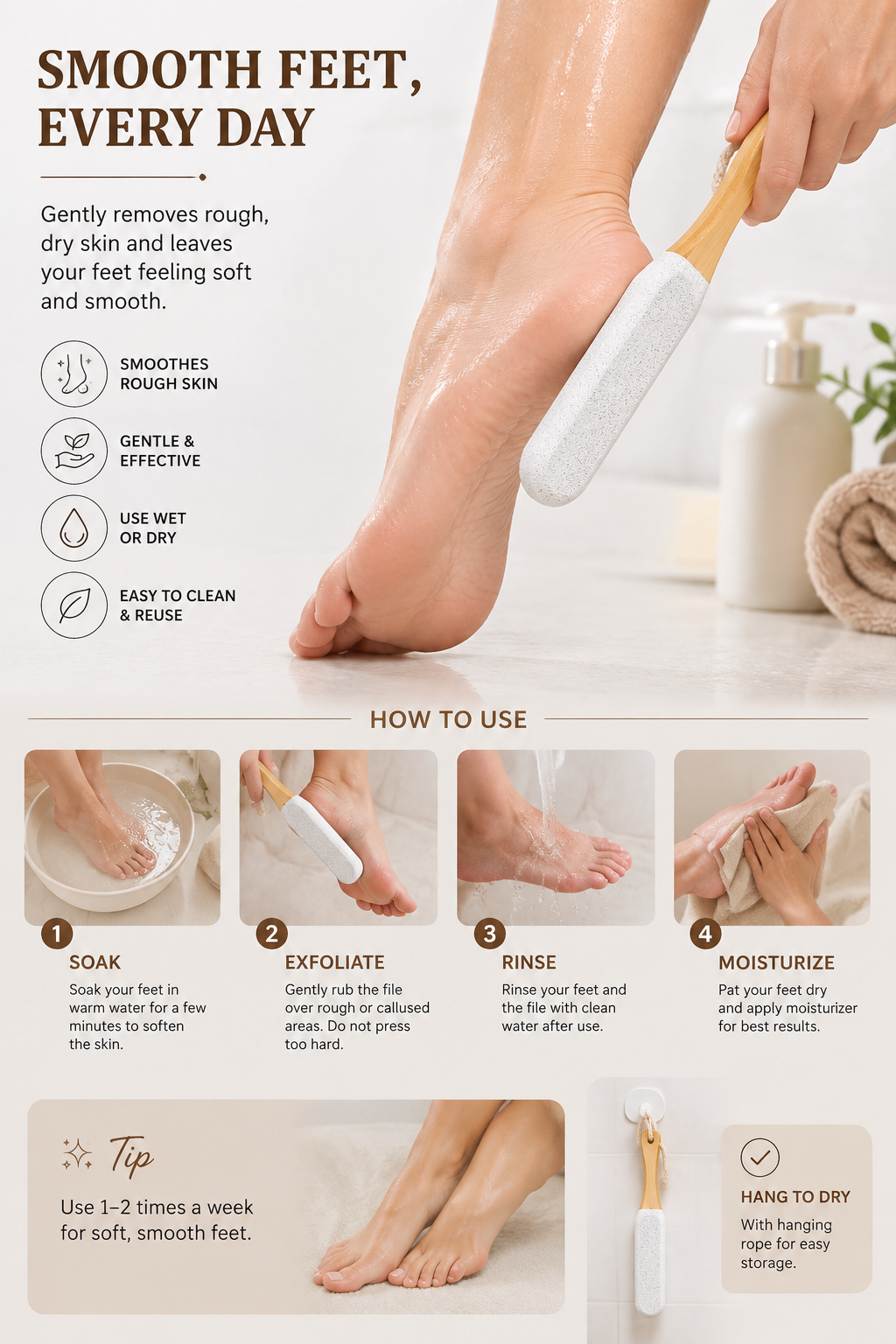 Bamboo Foot Smoothing File