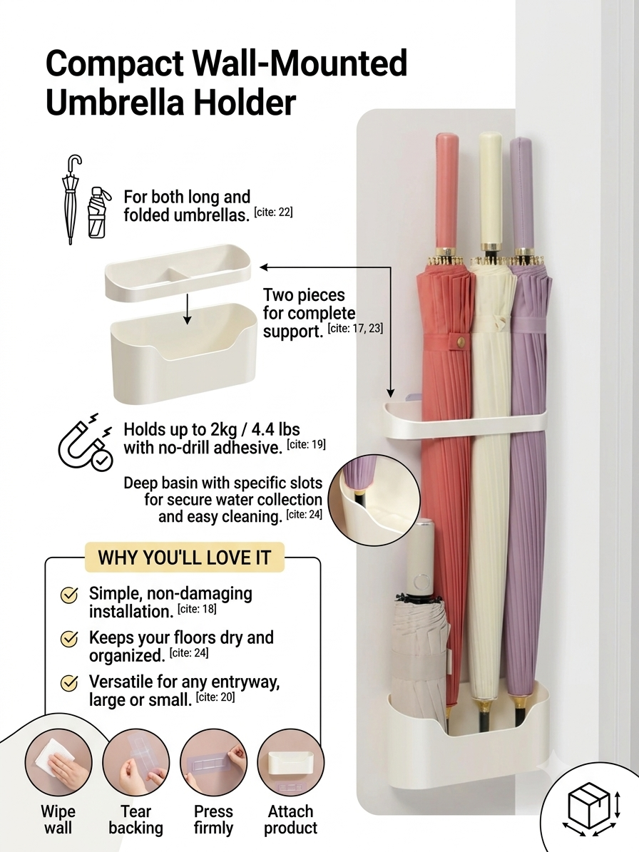 Wall-Mounted Umbrella Organizer.