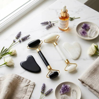 Premium Natural Jade Roller & Gua Sha Sculpting Set