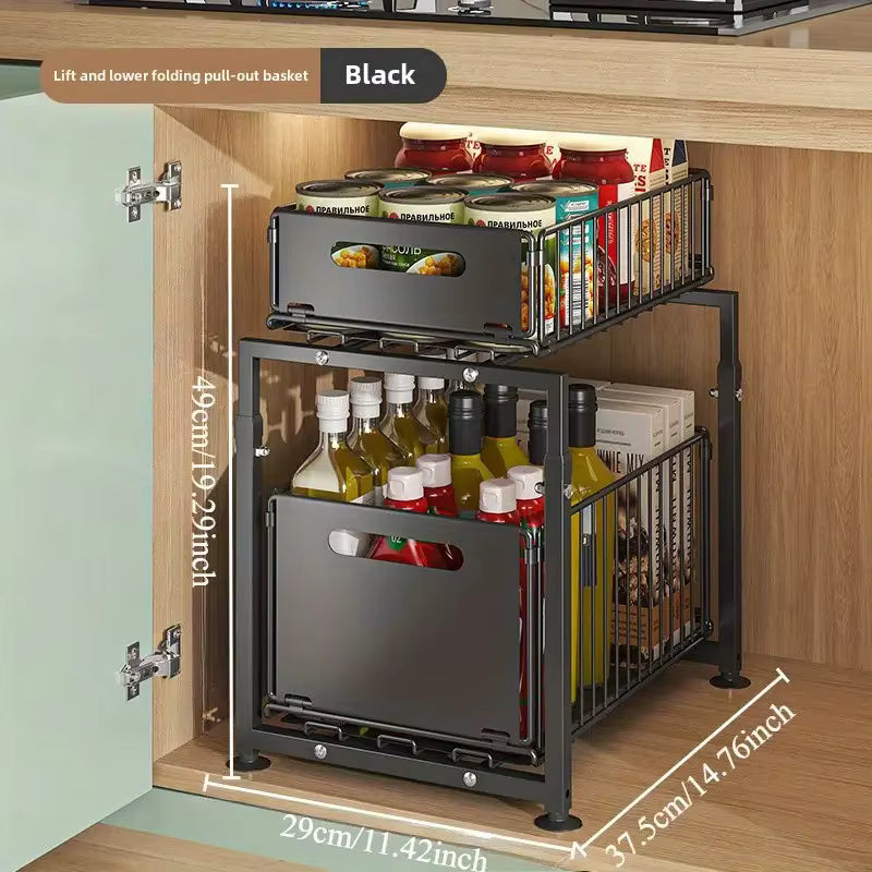2-Tier Slide-Out Cabinet Organizer