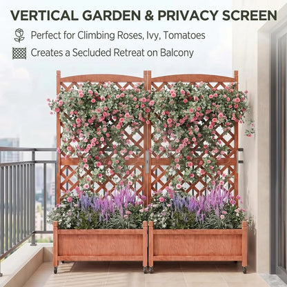 Garvee Mobile Wooden Garden Bed with Trellis (2-Pack)
