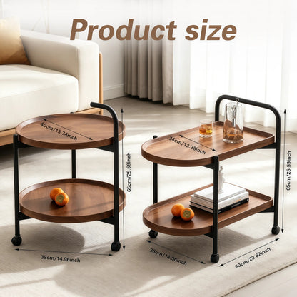 Modern 2-Tier Mobile Bar Cart & Side Table – Rolling Beverage & Serving Trolley