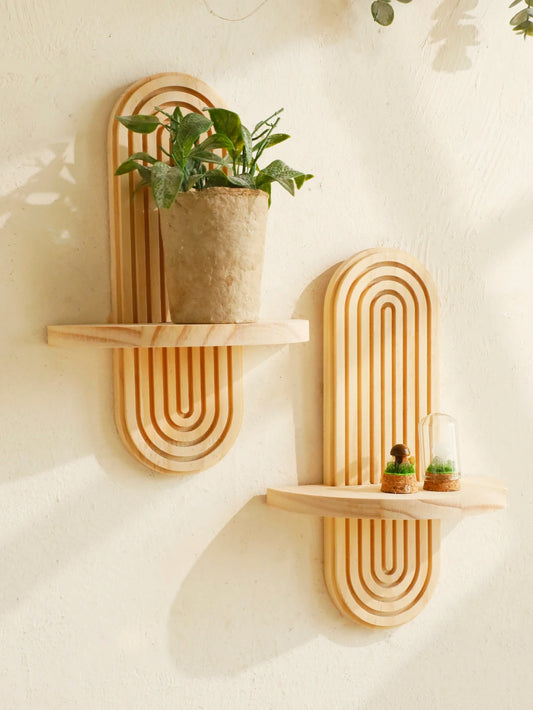 The Entryway "Pill" Symmetrical Wall Shelf / Natural Oak