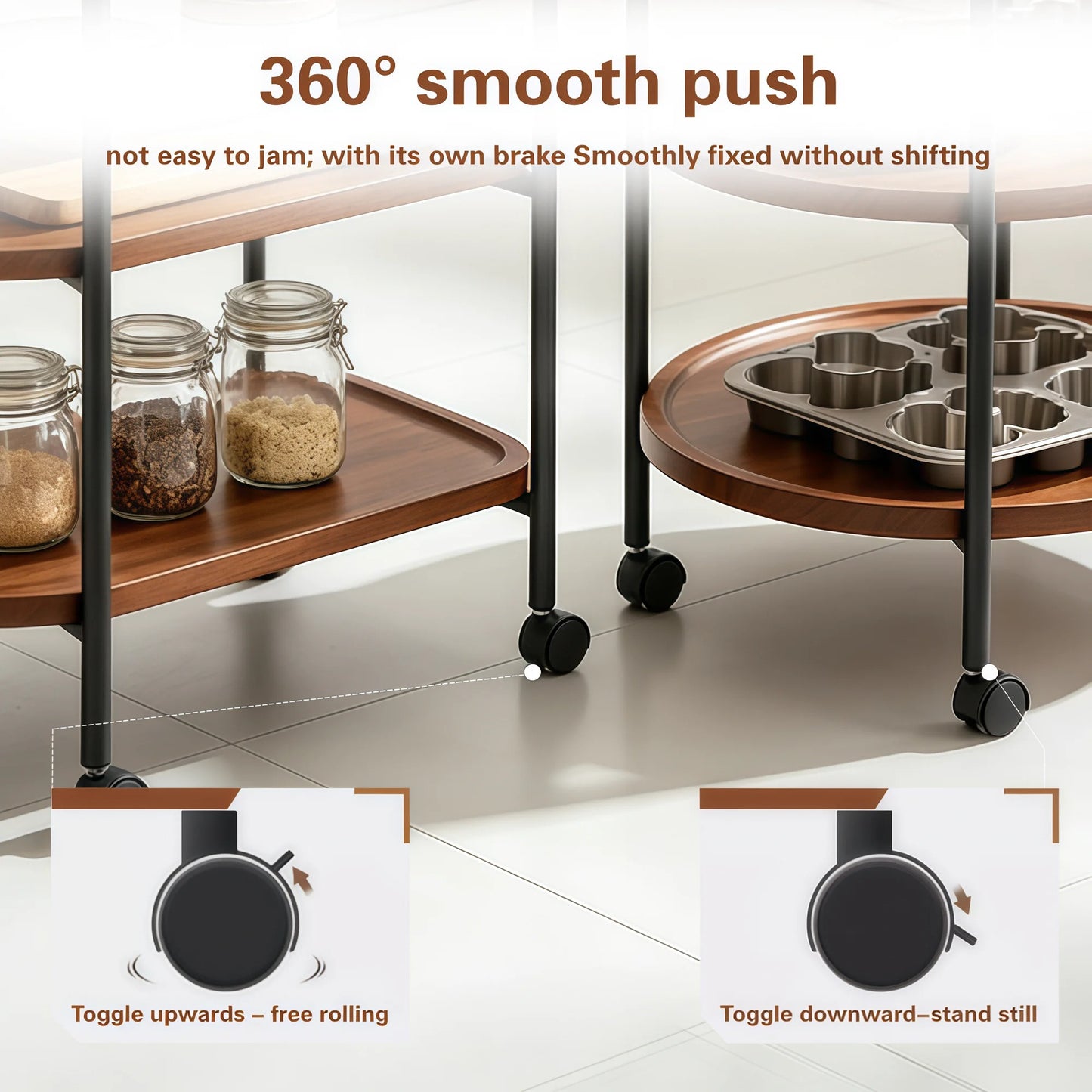 Modern 2-Tier Mobile Bar Cart & Side Table – Rolling Beverage & Serving Trolley