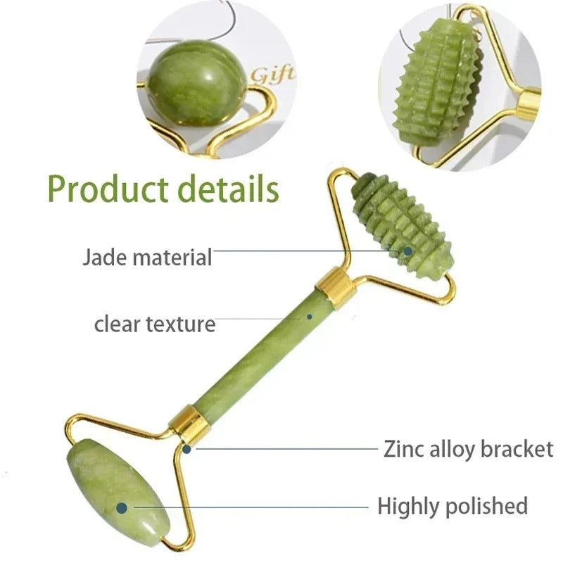 Premium Natural Jade Roller & Gua Sha Sculpting Set