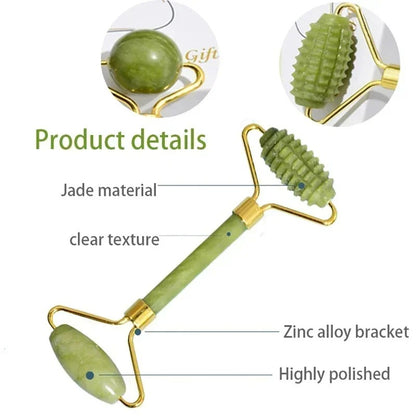 Premium Natural Jade Roller & Gua Sha Sculpting Set