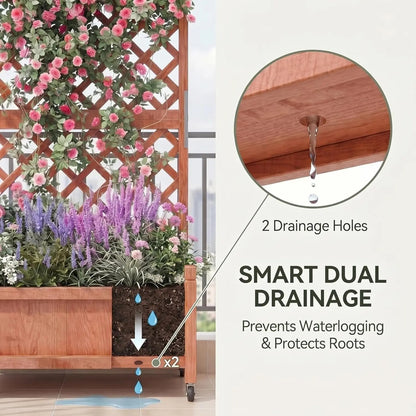 Garvee Mobile Wooden Garden Bed with Trellis (2-Pack)