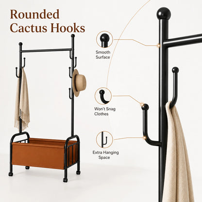 Mobile Clothes Rack with Shelves – Black