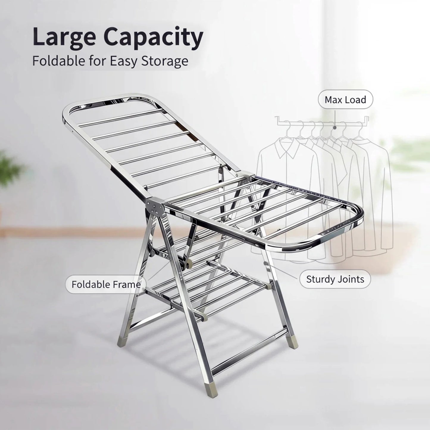 Foldable Stainless Steel Clothes Rack
