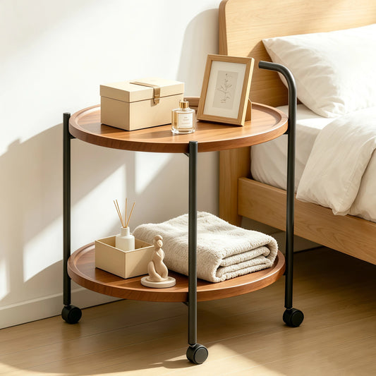 Modern 2-Tier Mobile Bar Cart & Side Table – Rolling Beverage & Serving Trolley